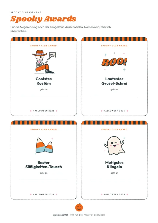 Seite mit vier Spooky Awards